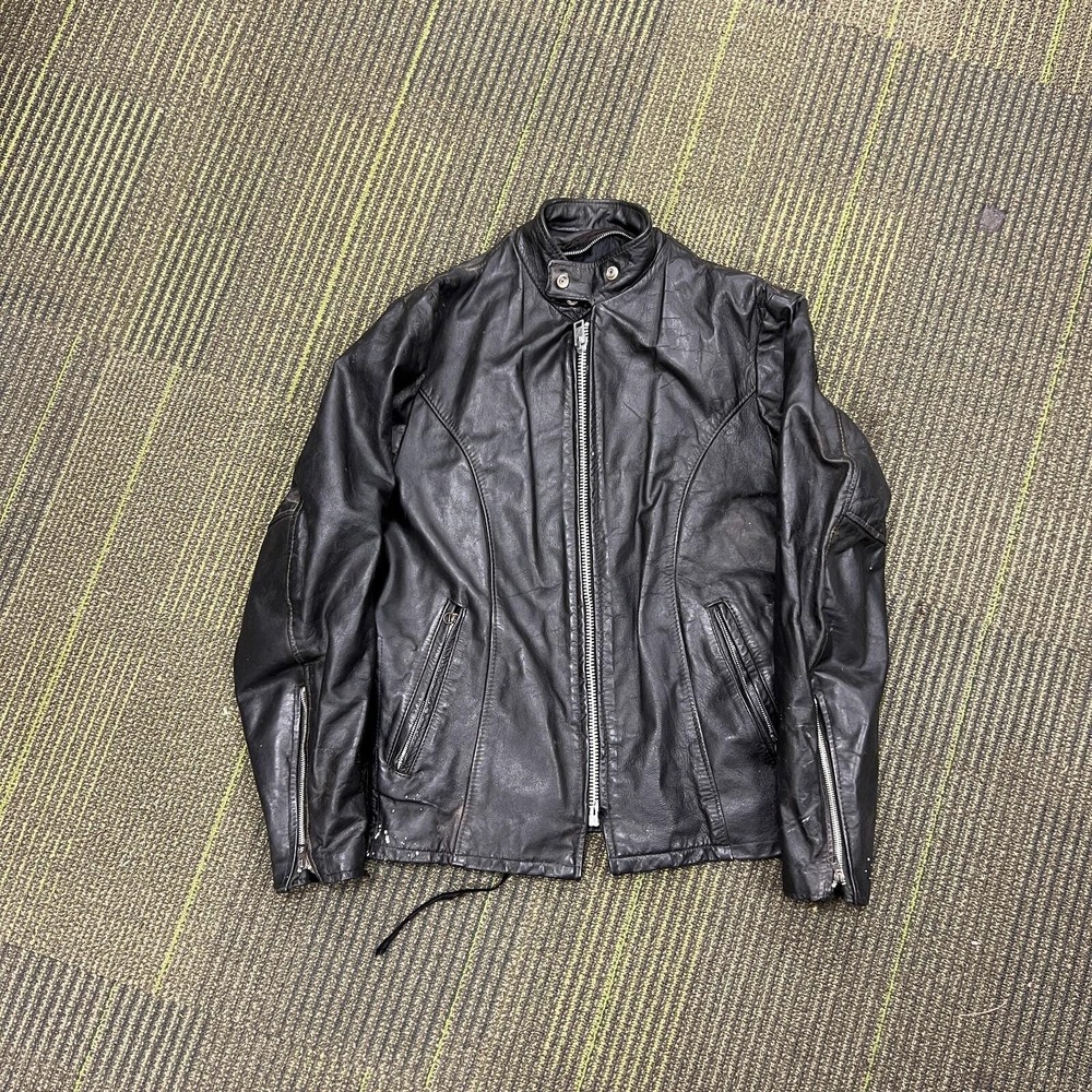 Vintage Cafe Racer‎ Leather Jacket Mens Medium Black 1960s Motorcycle